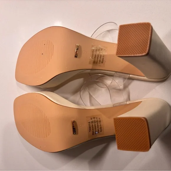 Billini Elegant Bone Clear Block Heel Sandals - Picture 5 of 9